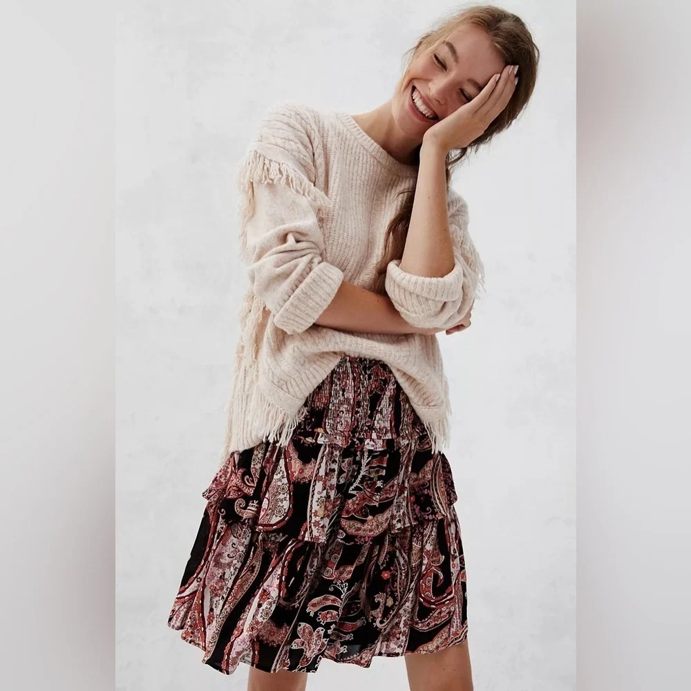Anthropologie Myla Tiered Mini Skirt